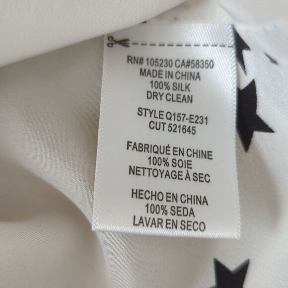 EQUIPMENT Slim Signature Star Silk Shirt White Top Small - Picture 9 of 15